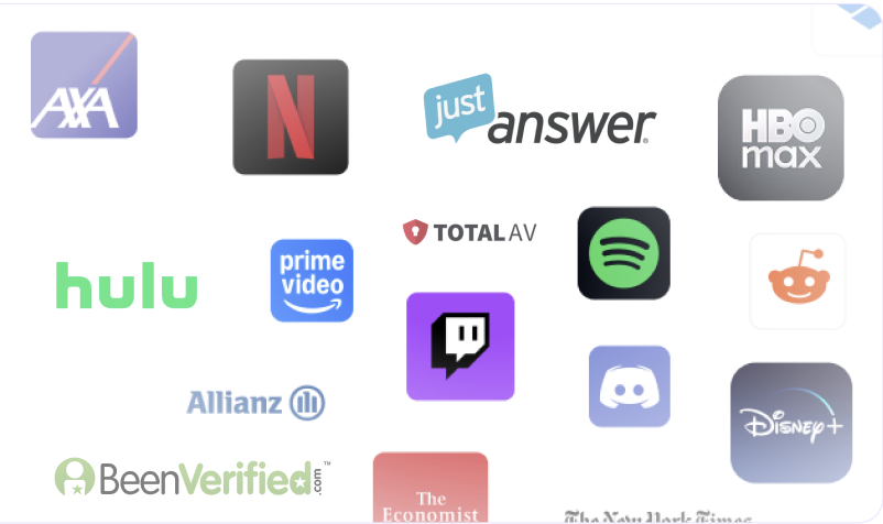 Logos of popular subscription providers available in the Xpendy database.